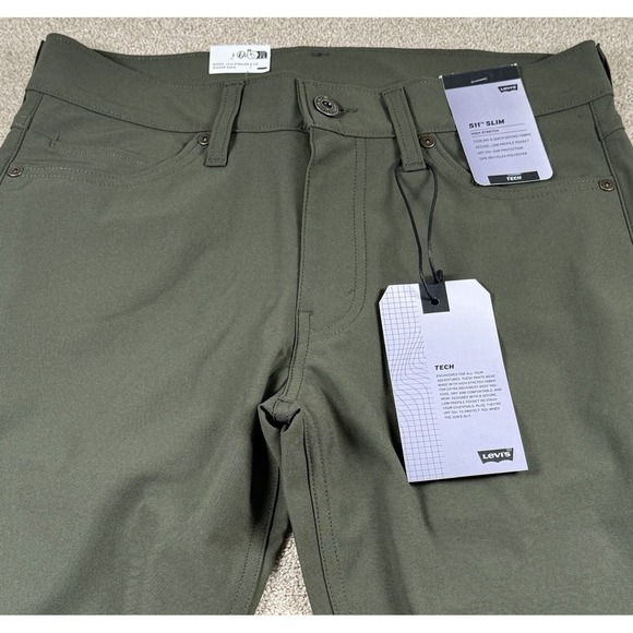 Levi's 511 Slim Tech Stretch Pants Forest Green Men's 29x32 New $69.50 - Picture 3 of 10